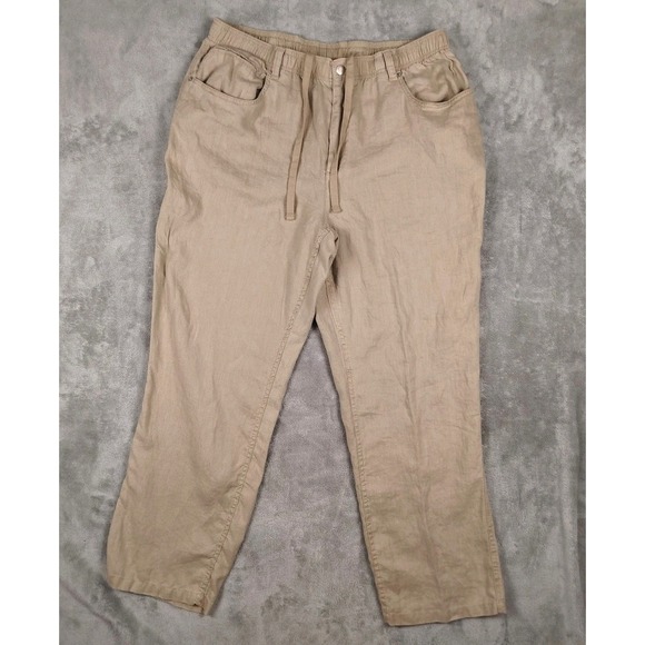 Daniel Cremieux Other - Cremieux 100% Linen Beige Pants‎ Mens 38x30 Elastic Waist Relaxed Beach Wedding